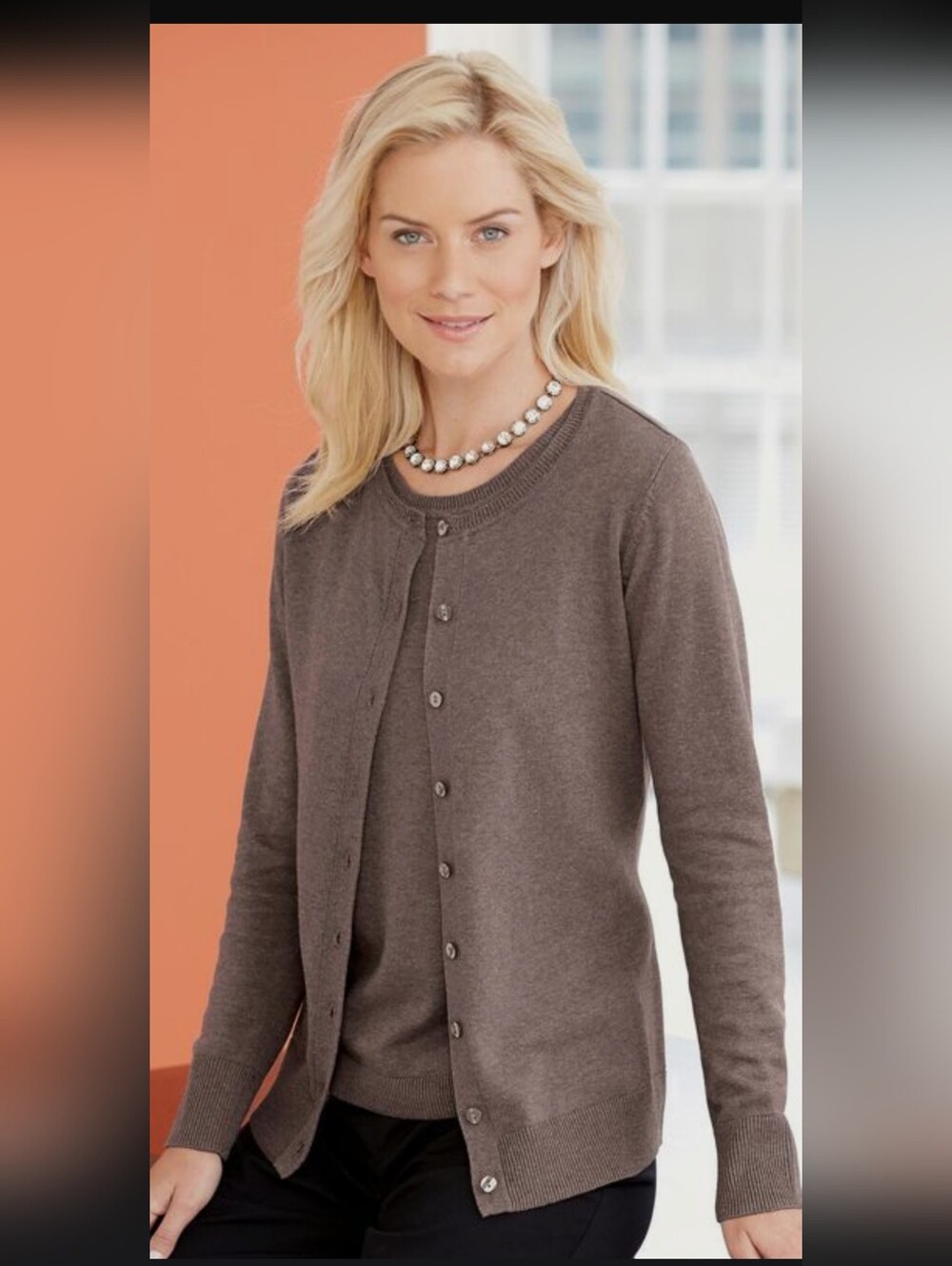 🐓Silk/ Cotton  Brown Twin Sweater Set Open Weave   S/M GORGEOUS!!